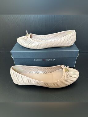 Pre-Owned Tommy Hilfiger Palita Nude Bow Preppy Flat Sandal Women’s Size 9.5